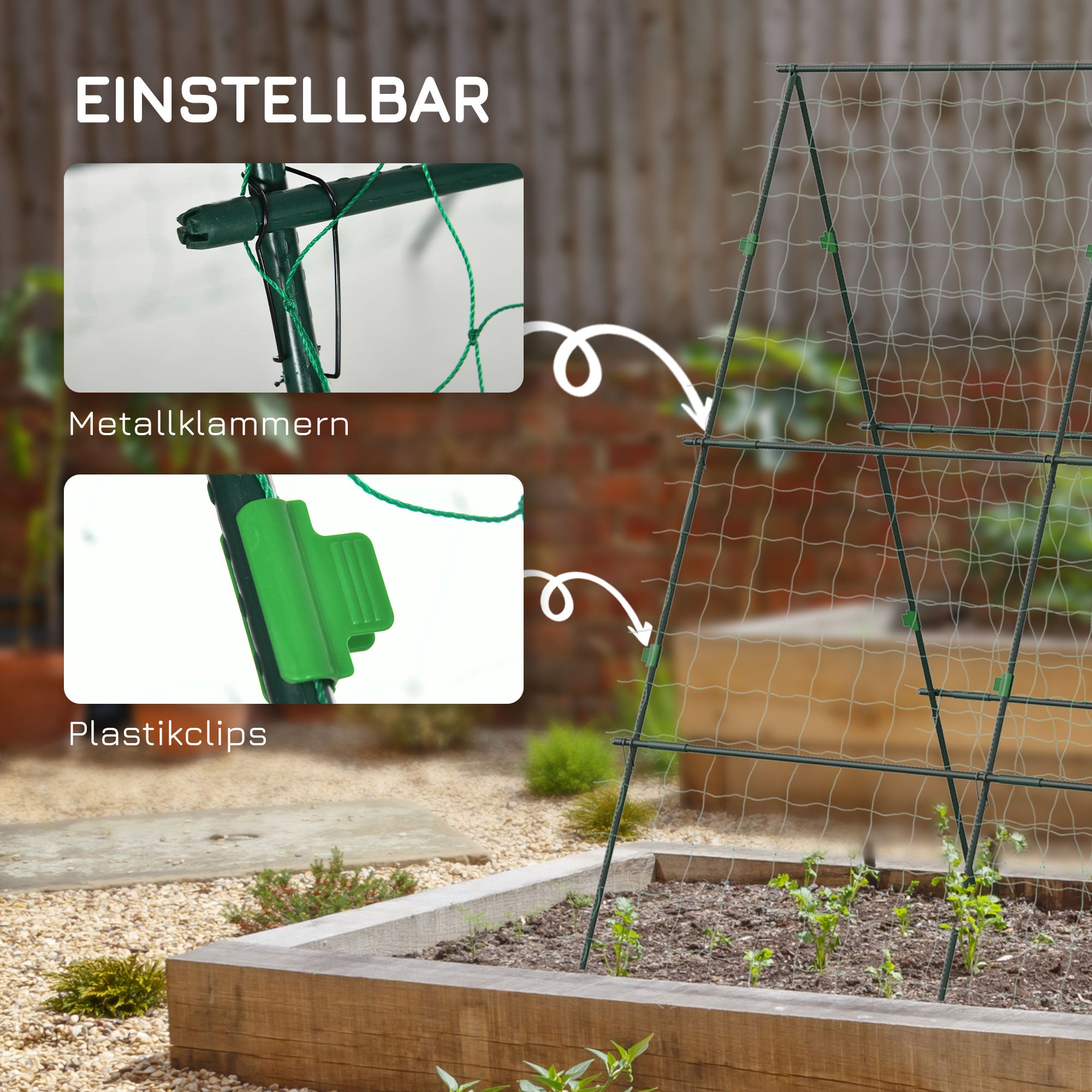 Verstellbares Rankgitter mit Netz – Stabiles Pflanzenspalier für Garten und Hochbeet