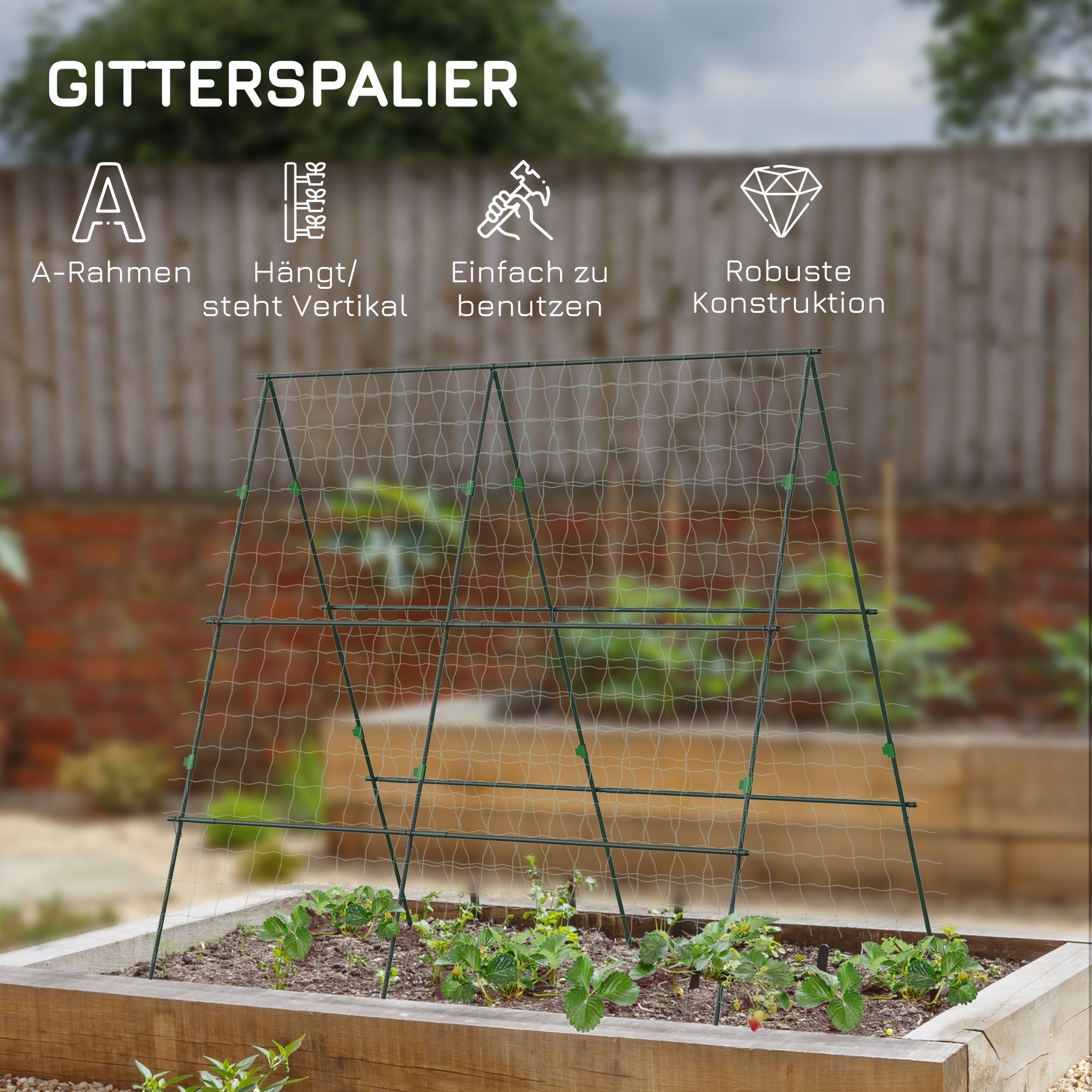 Verstellbares Rankgitter mit Netz – Stabiles Pflanzenspalier für Garten und Hochbeet