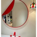 Minimalist Abstract Round Wall Mirror with Decorative Accent