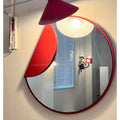 Minimalist Abstract Round Wall Mirror with Decorative Accent