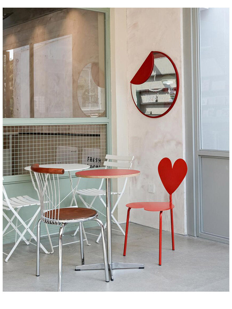 Minimalist Abstract Round Wall Mirror with Decorative Accent