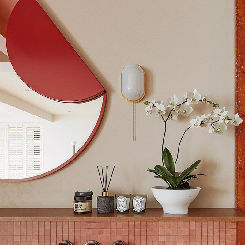 Minimalist Abstract Round Wall Mirror with Decorative Accent