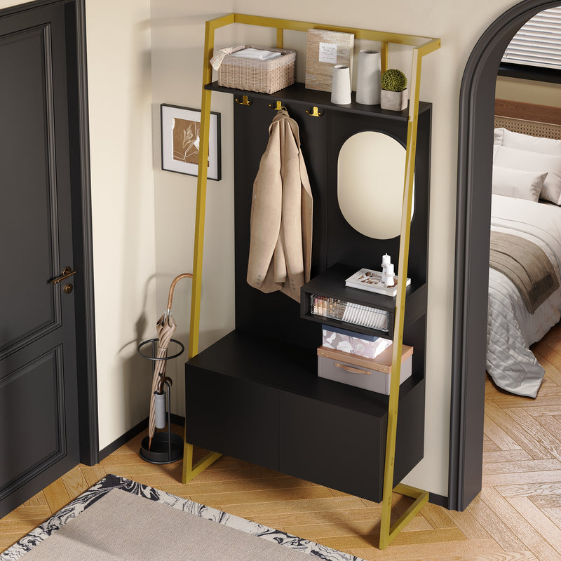 Moderne Kompaktgarderobe mit Spiegel & Stauraum
