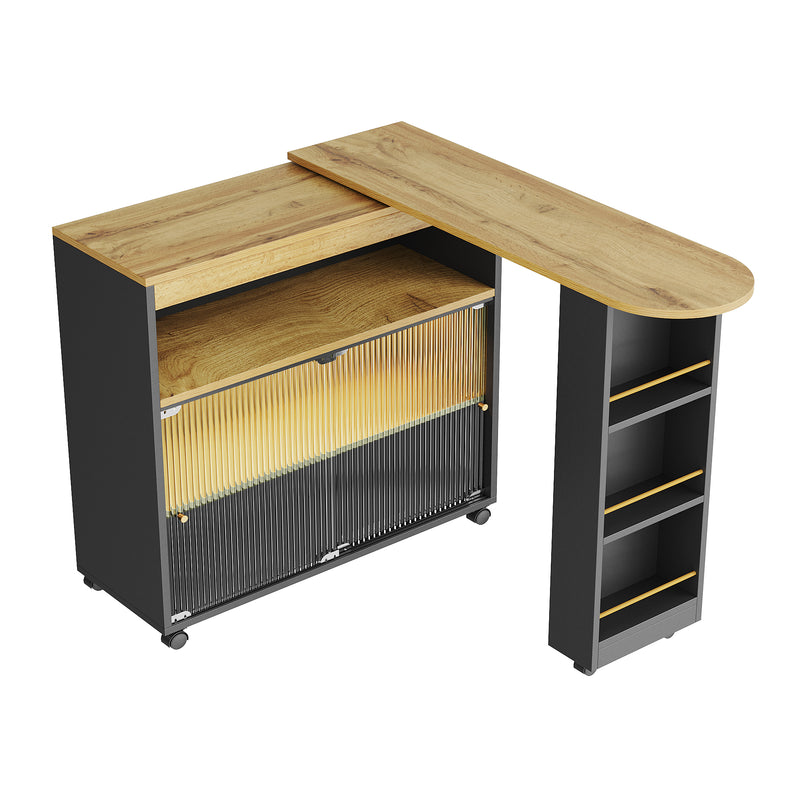 Ausziehbarer Bartisch mit LED & Stauraum