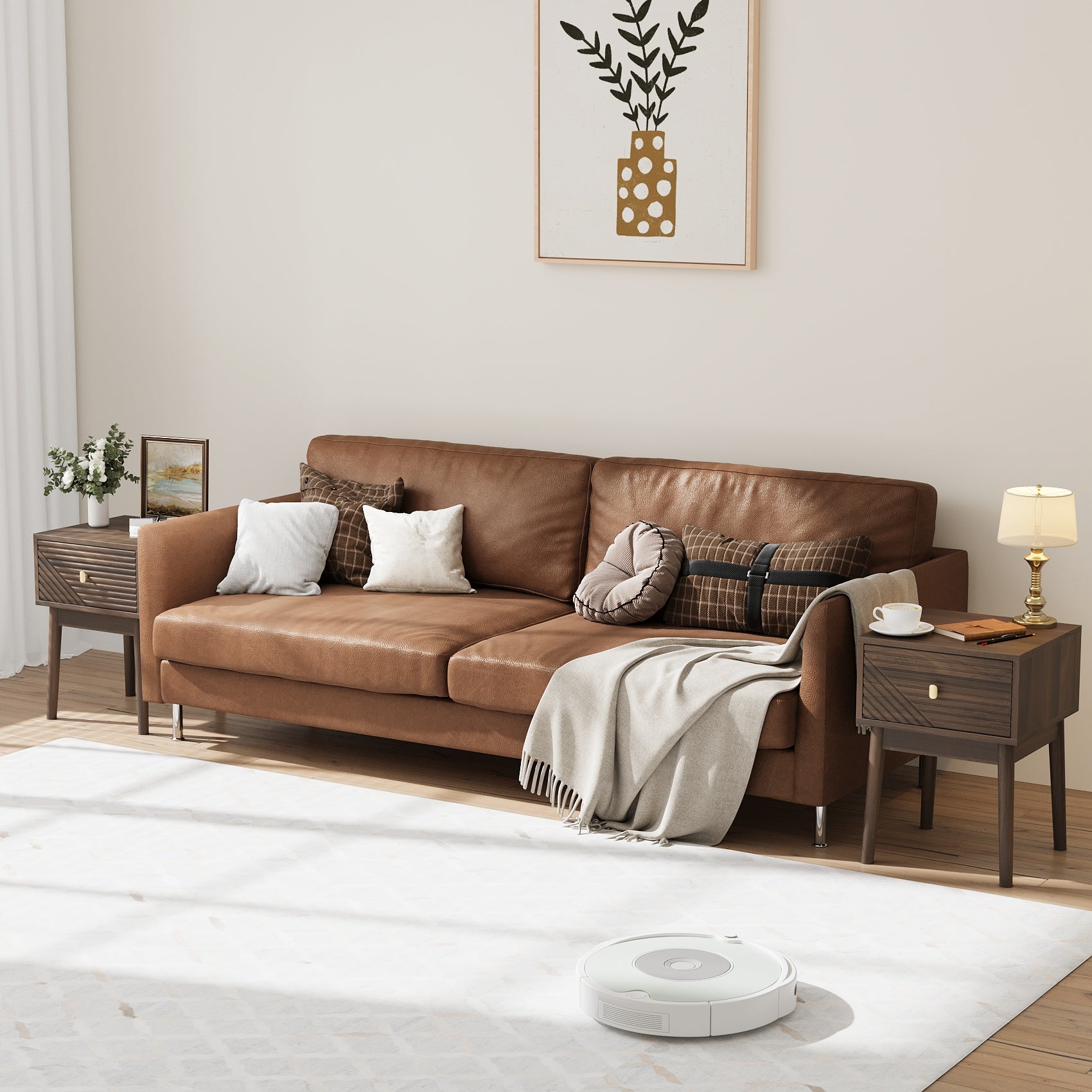 Nachttisch im Mid-Century Design mit Schublade