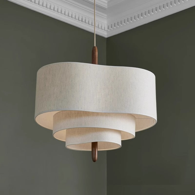 Wabi-Sabi Stoff Pendelleuchte mit mehrstufigem Design