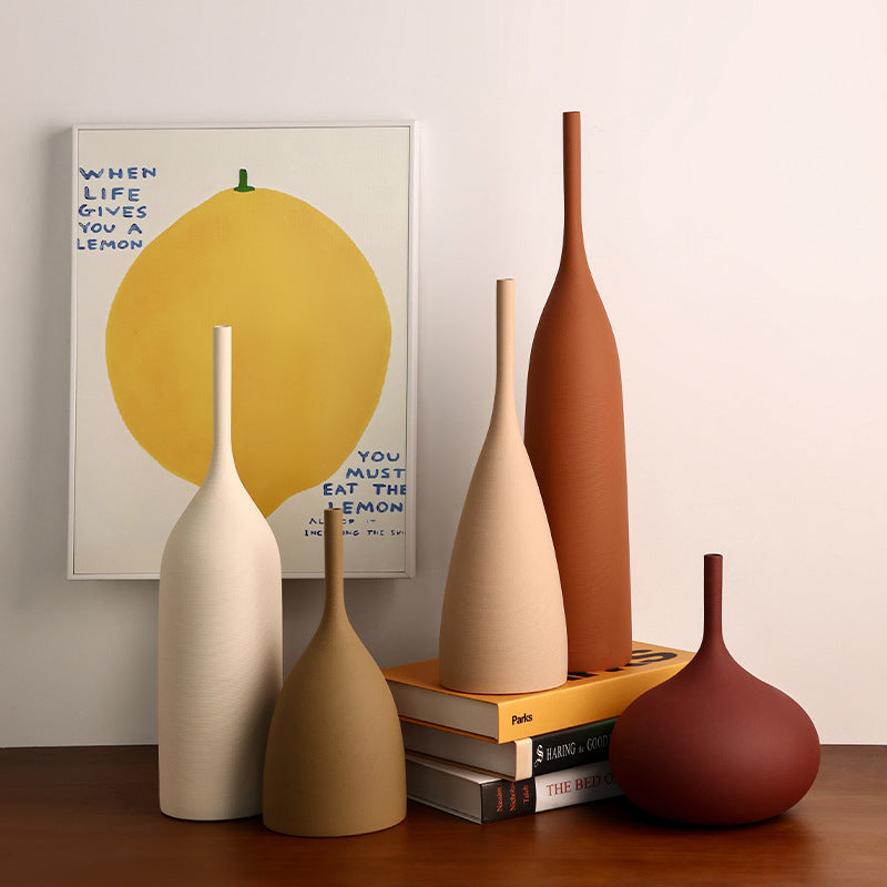 Strukturierte Morandi Keramik-Blumenvase