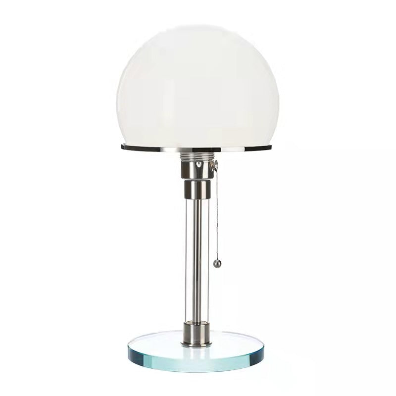 Bauhaus Tischlampe mit Zugschalter – Glaslampe im modernen Design