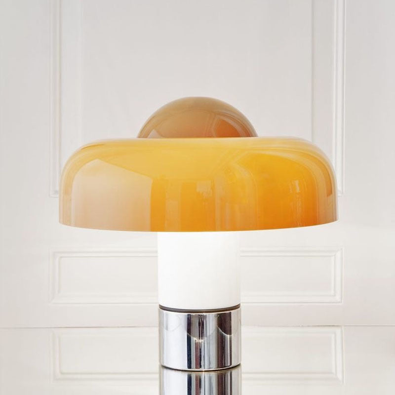 Moderne Pilz Tischlampe – Design Glaslampe mit glänzender Oberfläche