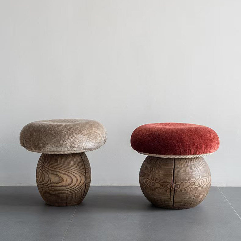 Wabi-Sabi Pilzförmiger Hocker aus Massivholz