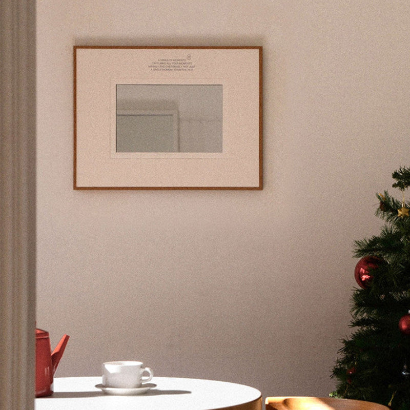 Französischer Wandspiegel mit Walnussrahmen – Vintage Mid-Century Deko im minimalistischen Stil