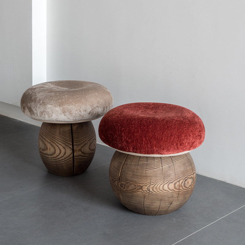 Wabi-Sabi Pilzförmiger Hocker aus Massivholz