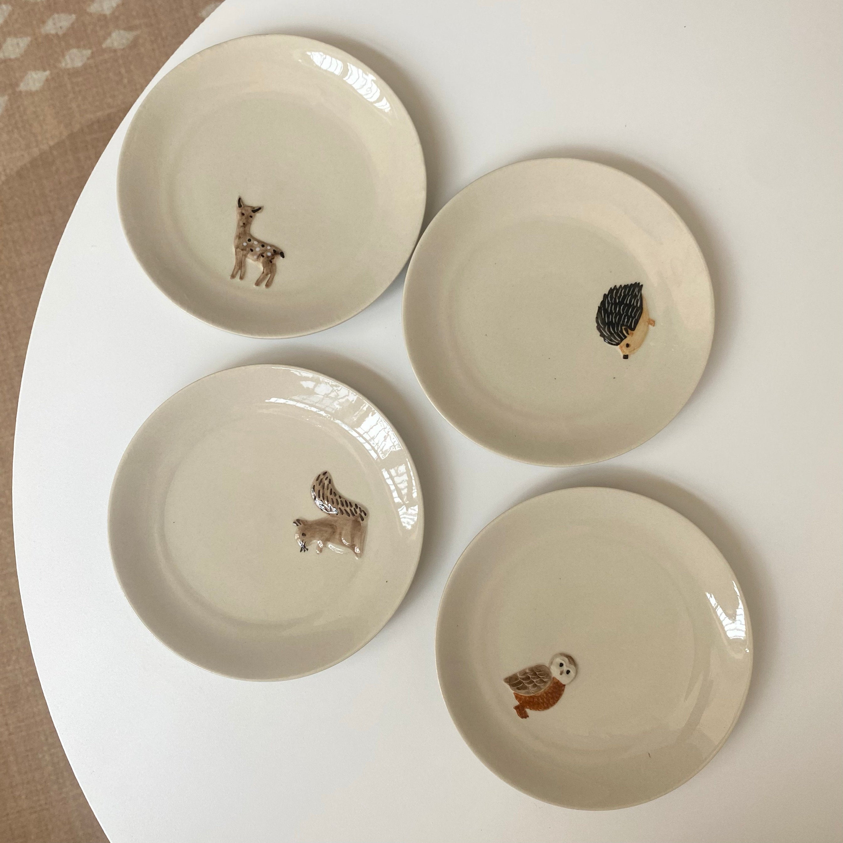 Dessert- und Snackteller aus Keramik mit Tiermotiven