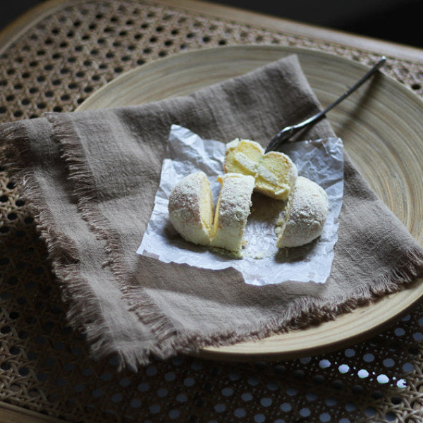 Serviette aus einfarbiger Ramie-Baumwolle mit Fransenrand