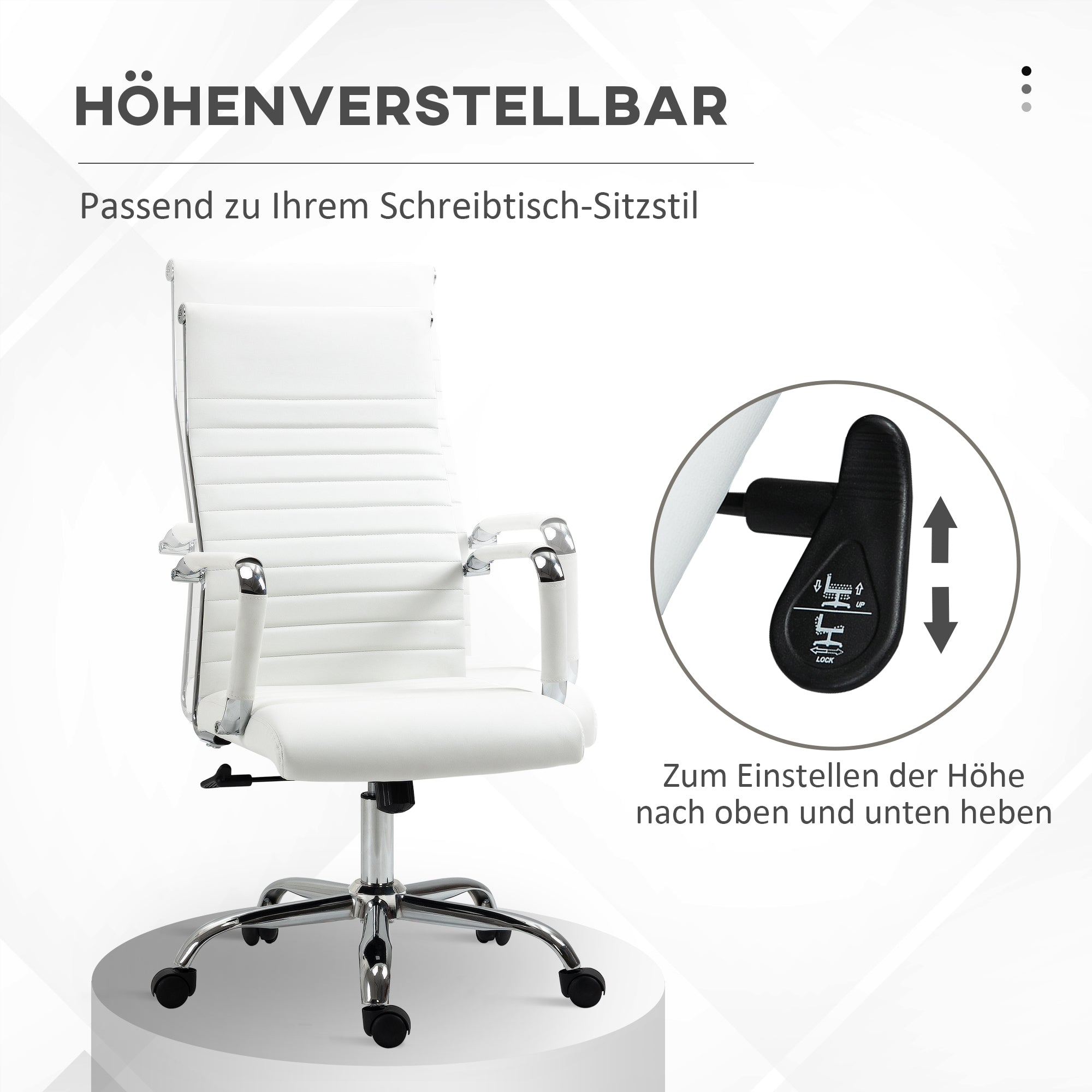 Ergonomischer Weißer Bürostuhl mit Armlehnen