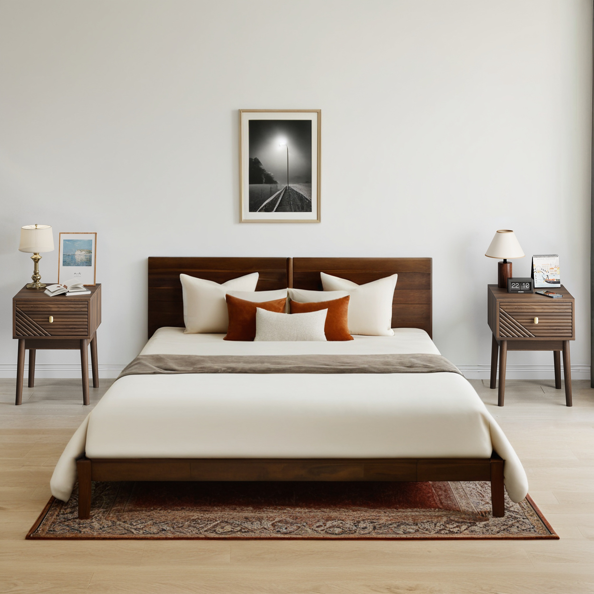 Nachttisch im Mid-Century Design mit Schublade