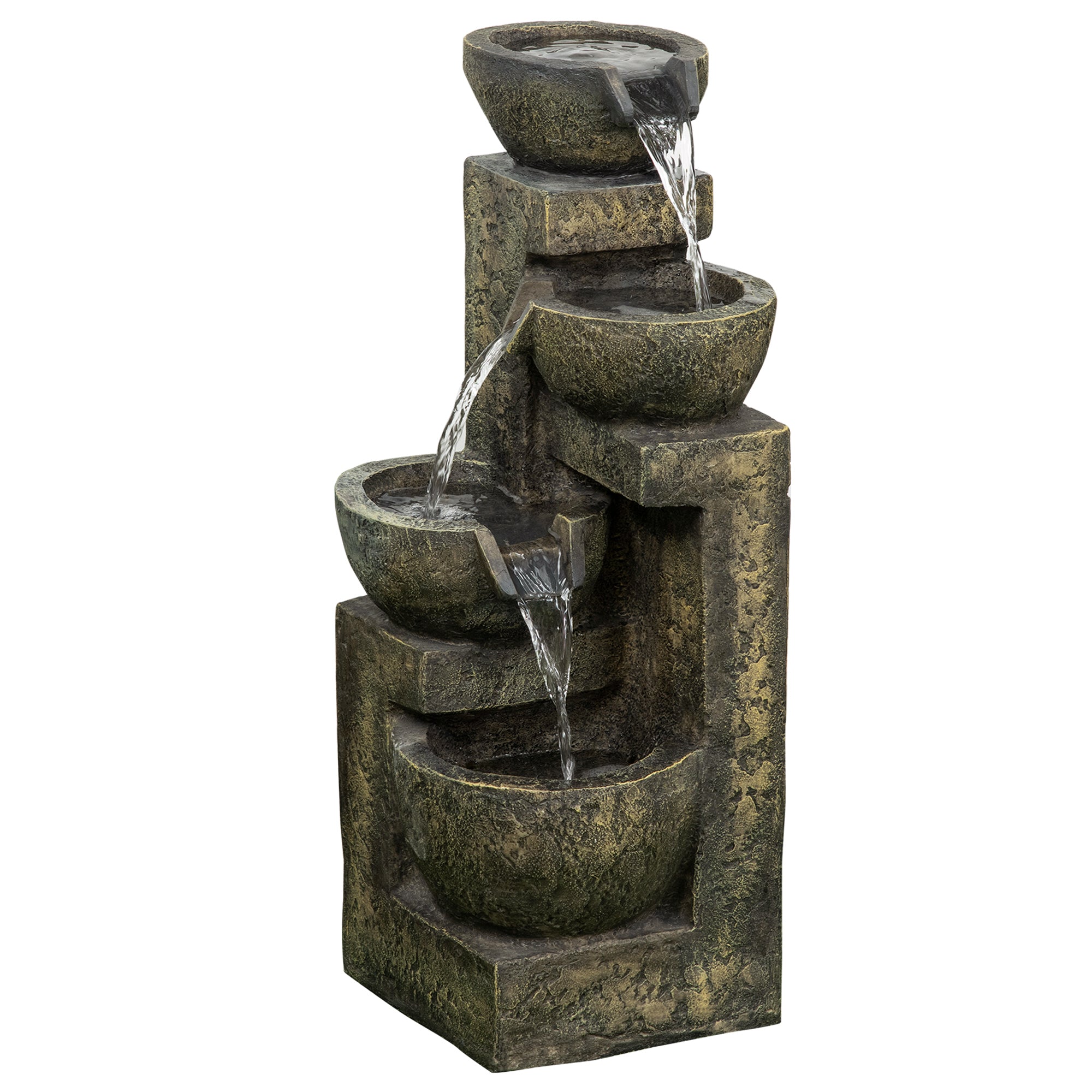 Gartenbrunnen mit Wasserfall-Design – Mehrstufiges Wasserspiel mit einstellbarem Wasserfluss
