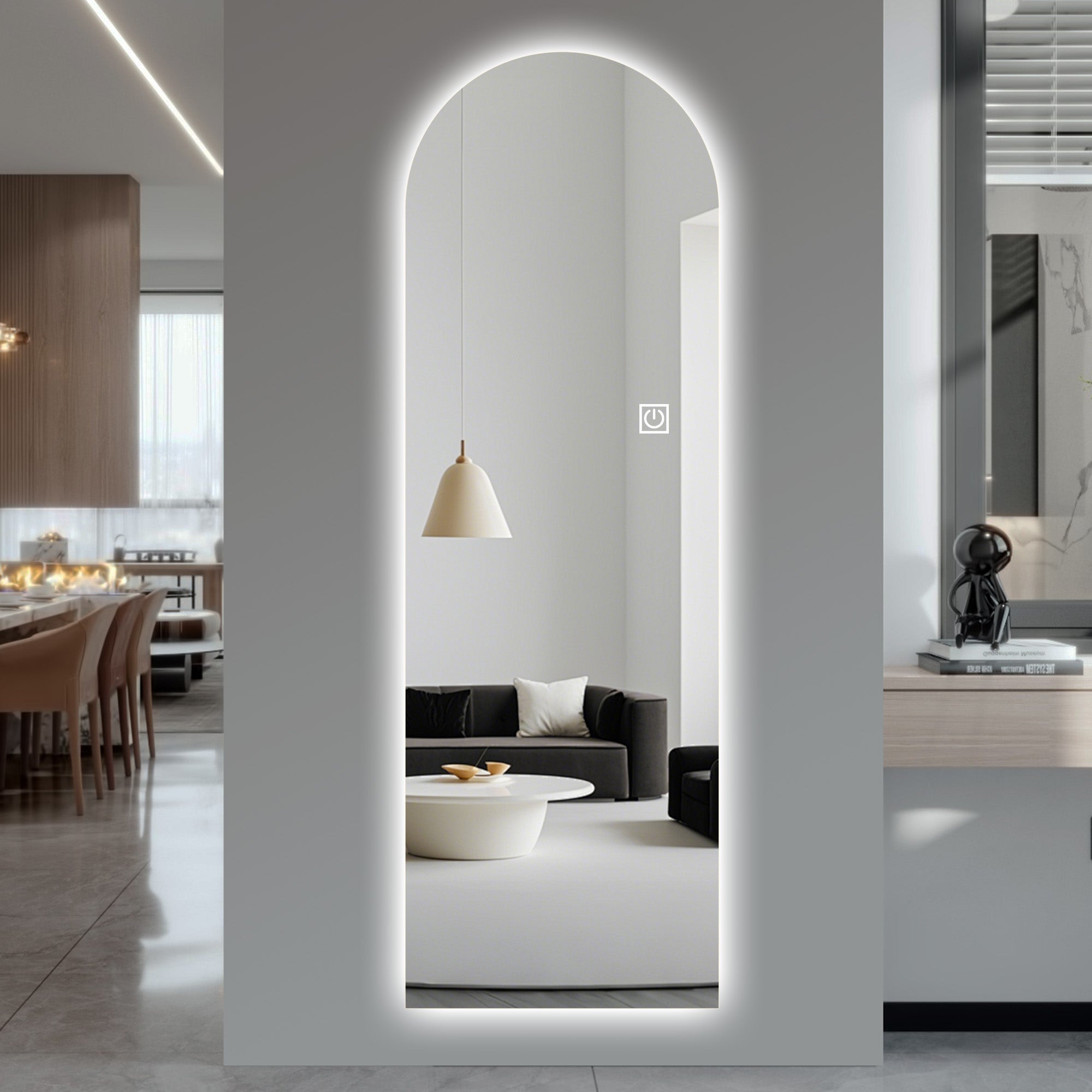 LED Ganzkörperspiegel mit Bogenform und Touch-Funktion