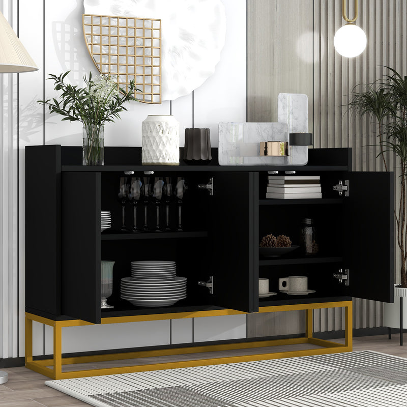 Minimalist Black 4-Door Sideboard Cabinet