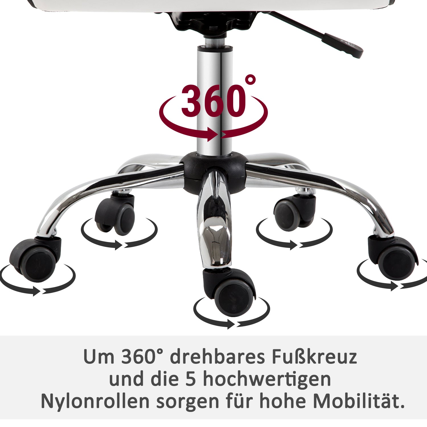 Minimalistischer weißer Bürostuhl ohne Armlehnen