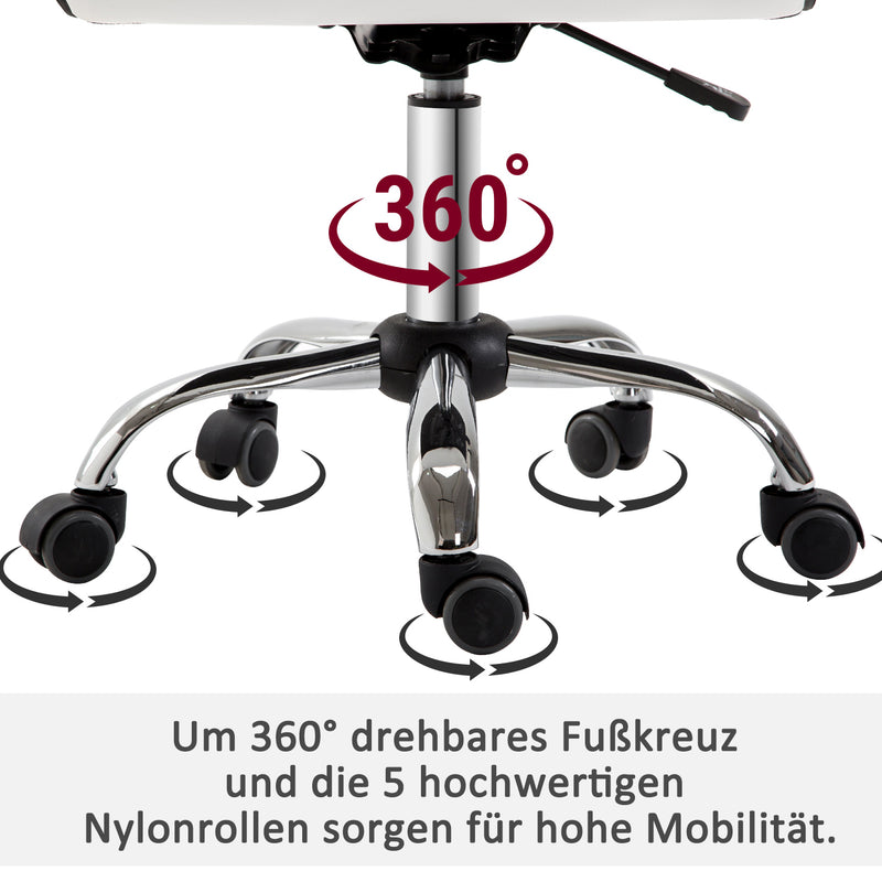 Minimalistischer weißer Bürostuhl ohne Armlehnen