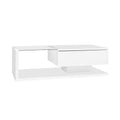 Moderner Couchtisch Hochglanz Weiß mit Glas & LED