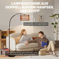 Moderne höhenverstellbare Bogen-Stehlampe mit Stoffschirm und Fußschalter