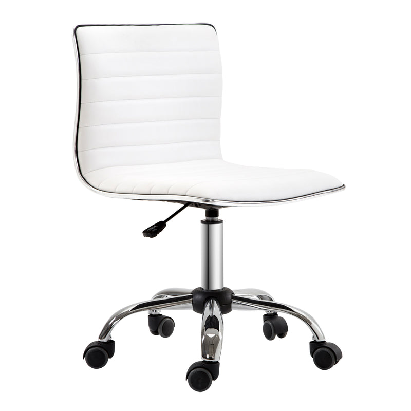 Minimalistischer weißer Bürostuhl ohne Armlehnen