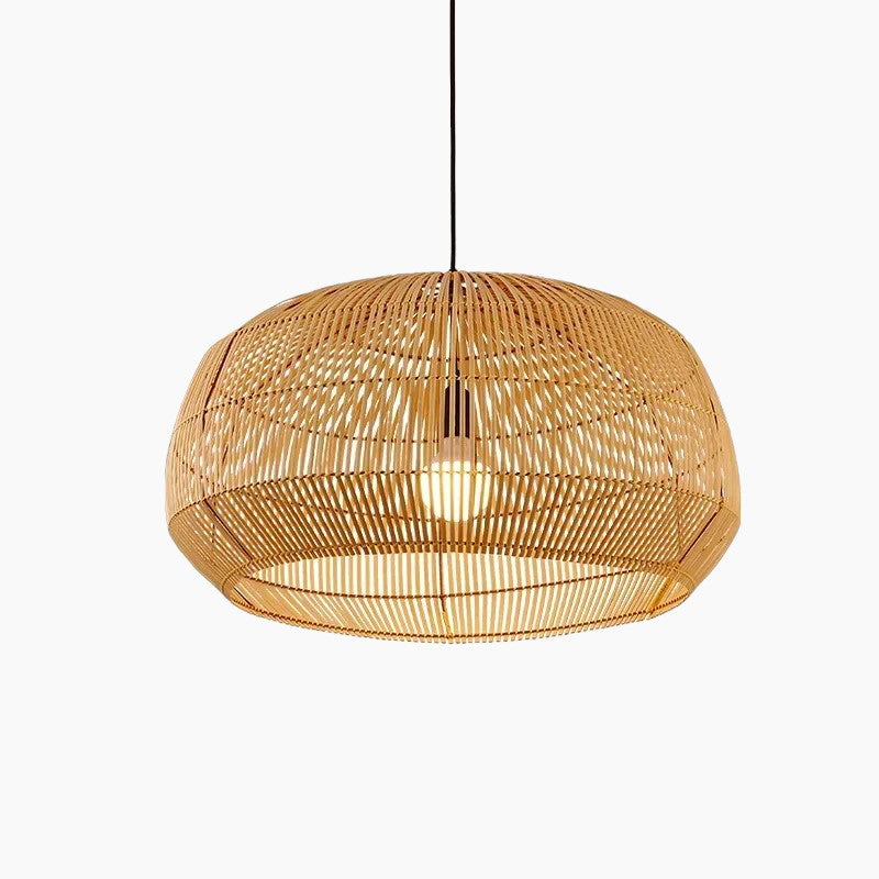 Handgemachte Rattan Pendelleuchte | Natürlicher Bambus & Holz | Zeitgenössischer Stil | LED Glühbirne Kompatibel