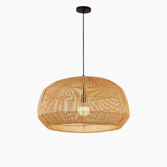 Handgemachte Rattan Pendelleuchte | Natürlicher Bambus & Holz | Zeitgenössischer Stil | LED Glühbirne Kompatibel