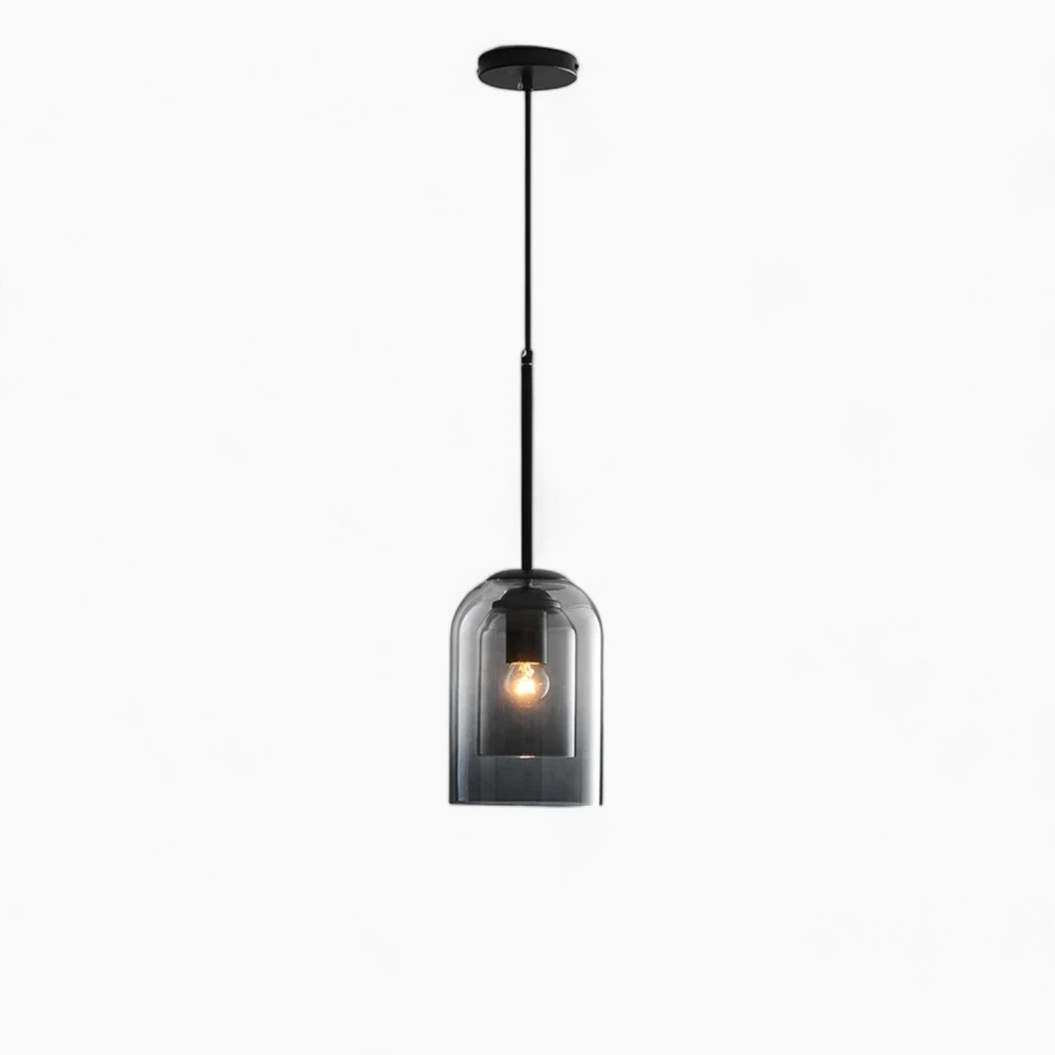 Elegante Glas-Pendelleuchte in Grau & Bernstein | Minimalistisches Design, E27 Sockel, LED-kompatibel, 60W Max, verstellbare Kette