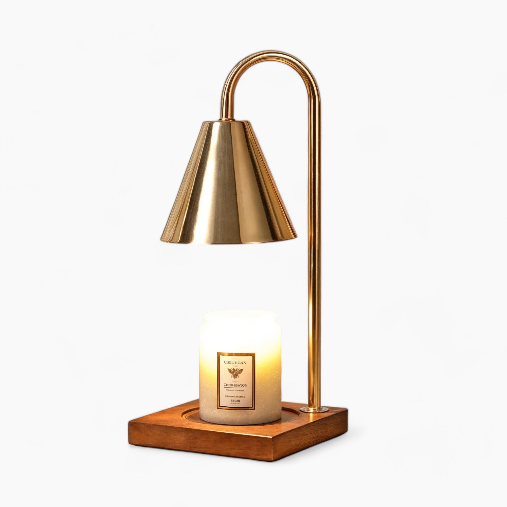 Dimmbare Kerzenwärmerlampe | Elektrischer Aromaschmelzer mit einstellbarer Helligkeit | Holzsockel, modernes Design in Weiß, Schwarz, Gold | Sichere & umweltfreundliche Duftkerzenheizung