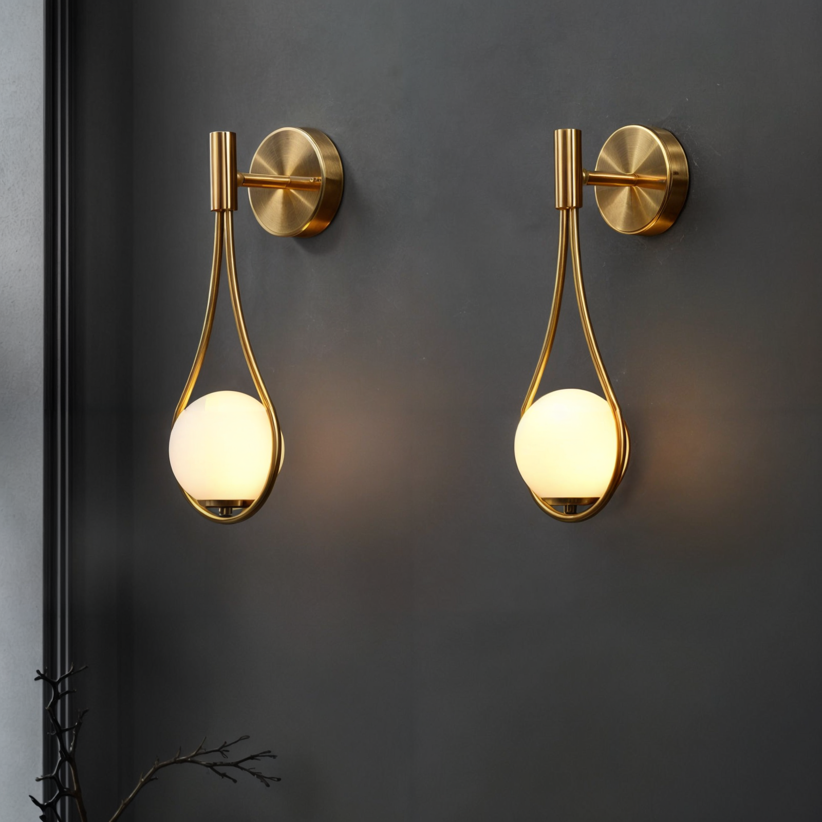Moderne nordische Wandleuchte, schwarz/gold, G4 LED, Eisen+Glas, Milchglas, Up/Down-Beleuchtung, ideal für Küche, Esszimmer, Bad, CE, ROHS zertifiziert