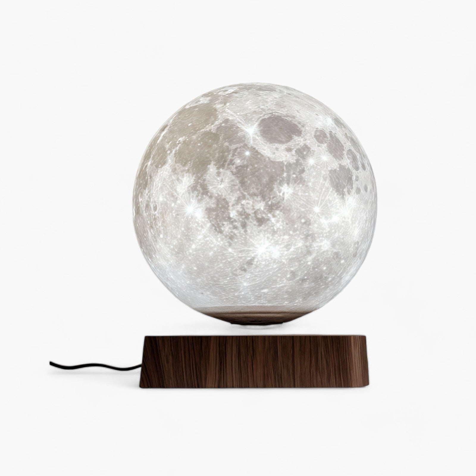 Schwebende Mondlampe – 3D Gedrucktes LED Nachtlicht, Touch & Fernbedienung, Warmweiß/Weiß/Gelb, Magnetische Levitation, Holz Basis, EU/US/UK/AU Stecker