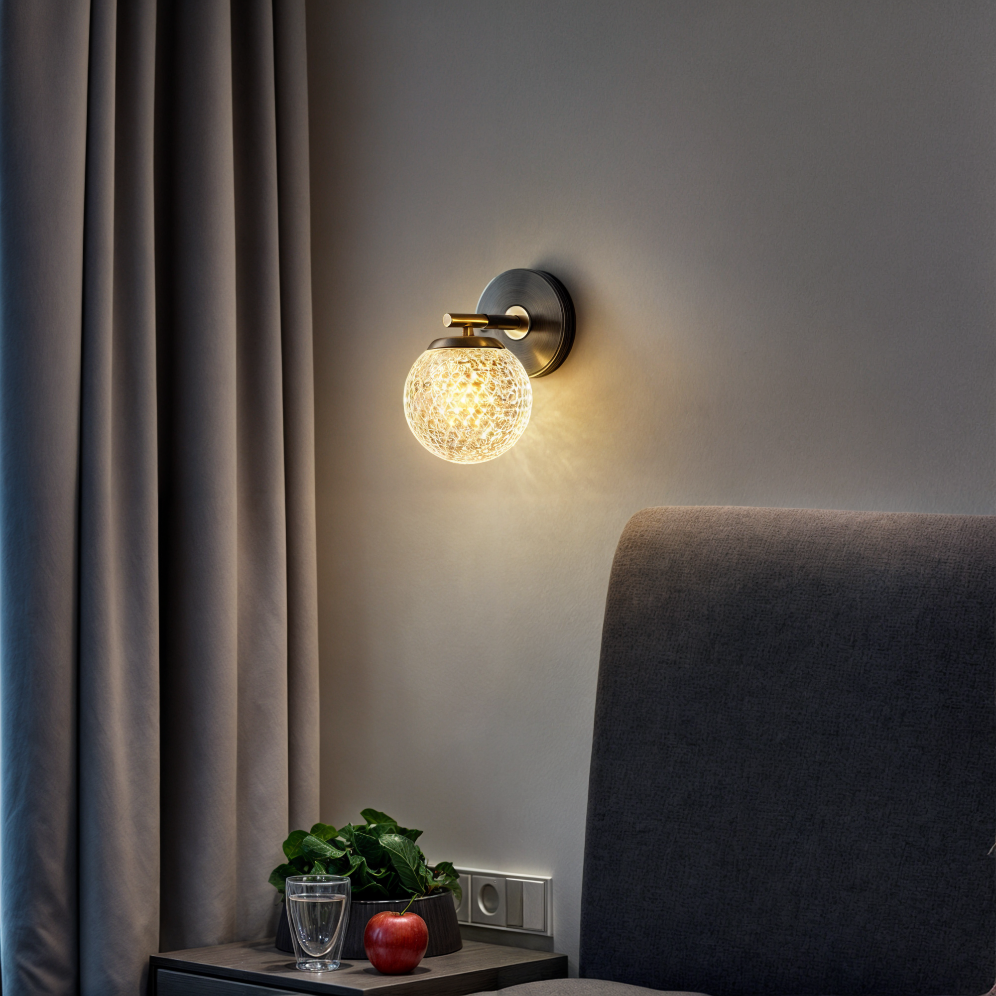 Moderne Kupferkugel-Wandleuchte, G9 LED-Lampen, warmes und kaltes weißes Licht, AC-Strom, RoHS-zertifiziert, für Wohnzimmer, Schlafzimmer, Arbeitszimmer