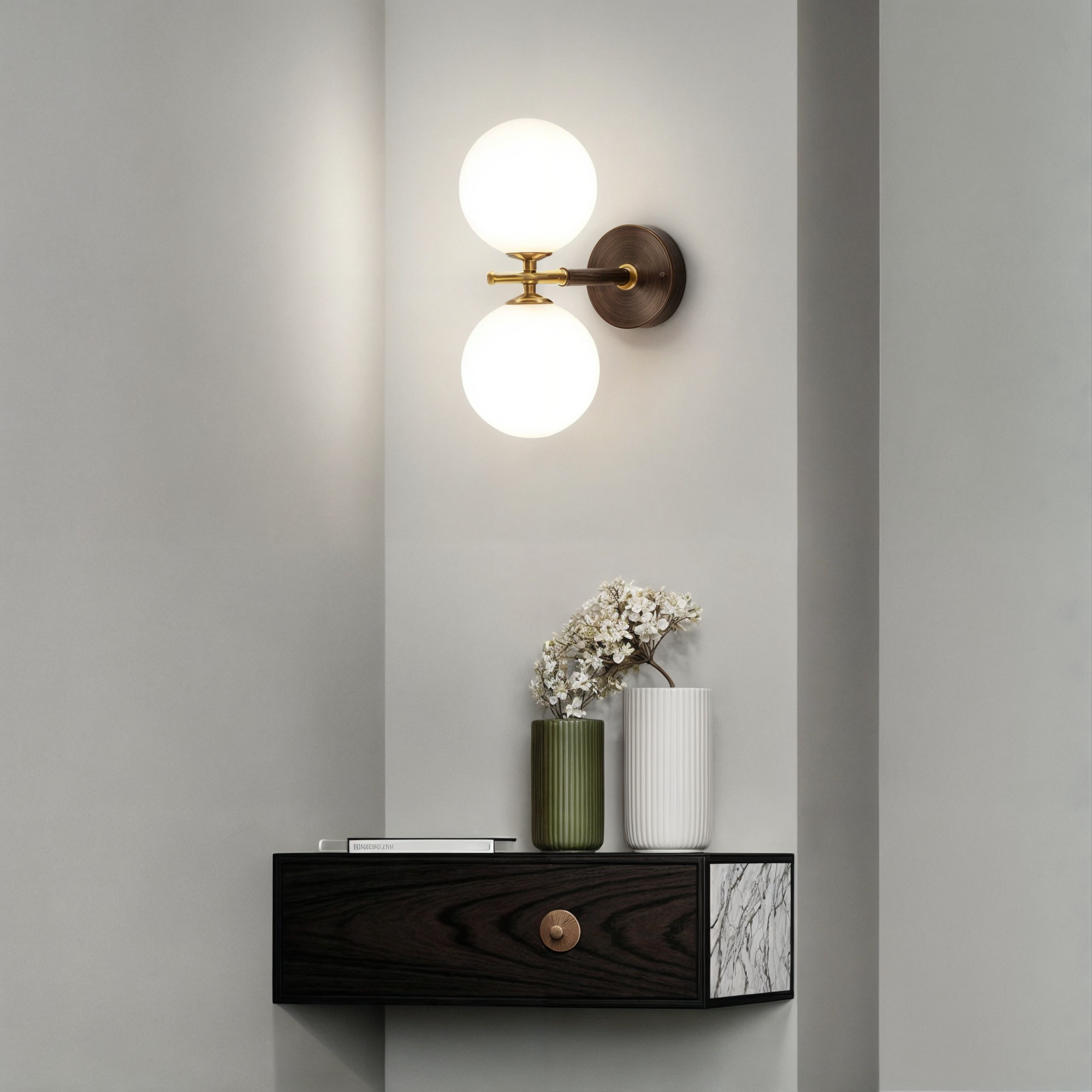 Moderne Kupferkugel-Wandleuchte, G9 LED-Lampen, warmes und kaltes weißes Licht, AC-Strom, RoHS-zertifiziert, für Wohnzimmer, Schlafzimmer, Arbeitszimmer