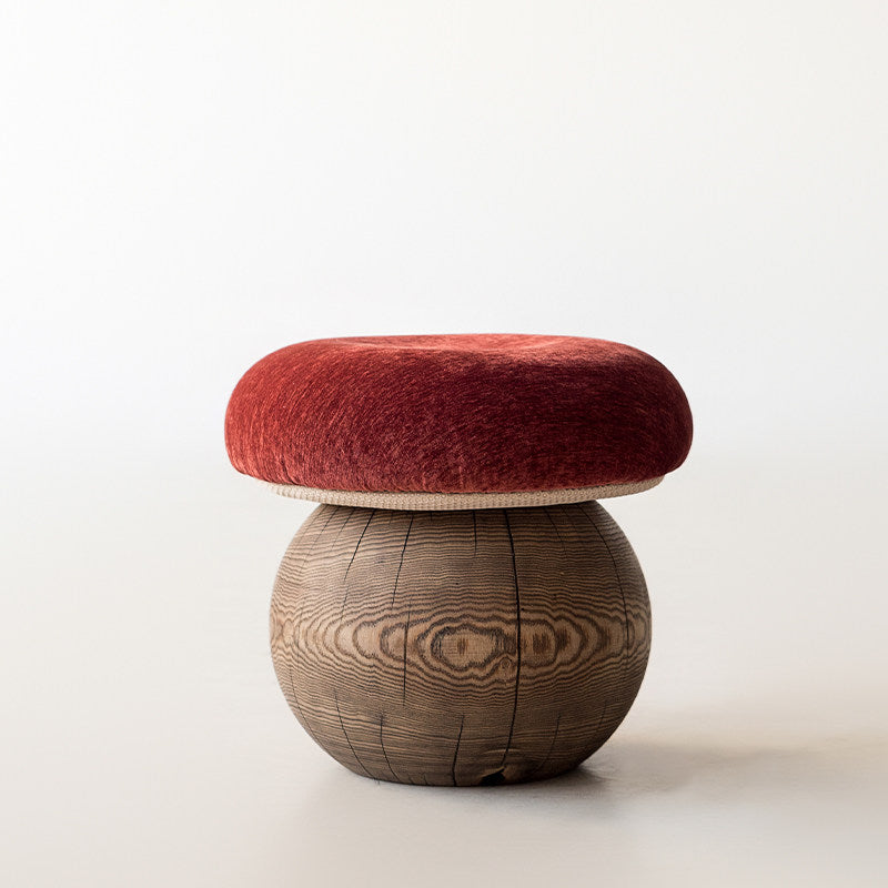 Wabi-Sabi Pilzförmiger Hocker aus Massivholz