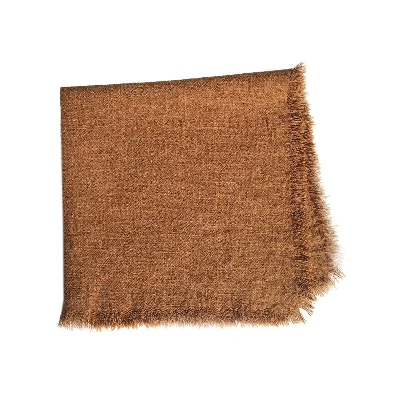Serviette aus einfarbiger Ramie-Baumwolle mit Fransenrand