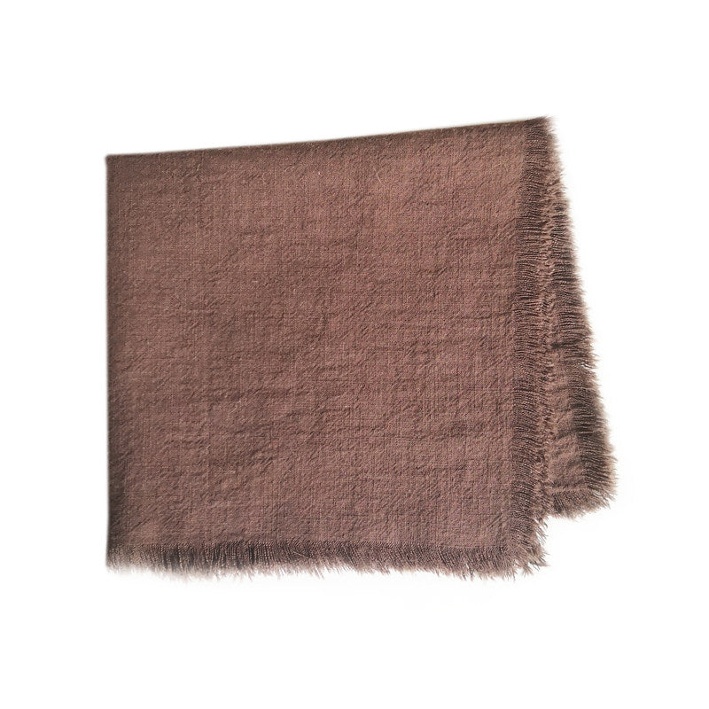 Serviette aus einfarbiger Ramie-Baumwolle mit Fransenrand