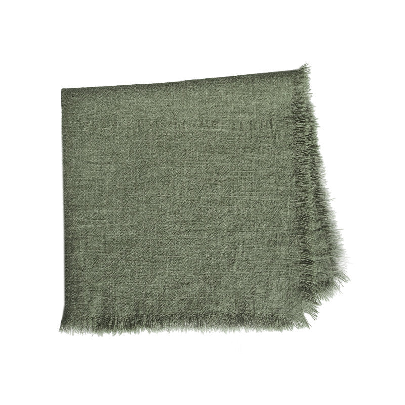 Serviette aus einfarbiger Ramie-Baumwolle mit Fransenrand